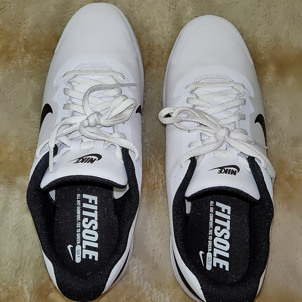 Nike Infinity G Mens Leather Golf Shoes Spikes White Black CT0531-101 - Picture 8 of 10
